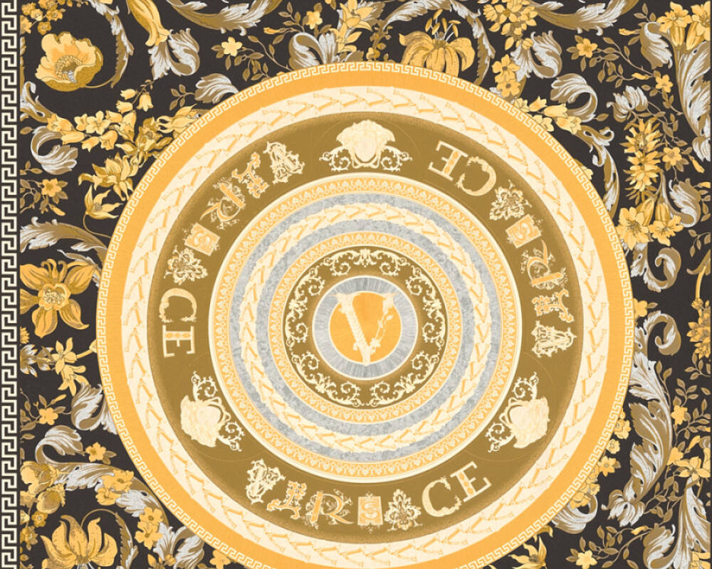 Versace Home Border «Baroque, Floral, Black, Gold, Metallic